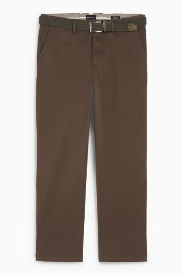 Bărbați - Chino cu curea - regular fit - maro