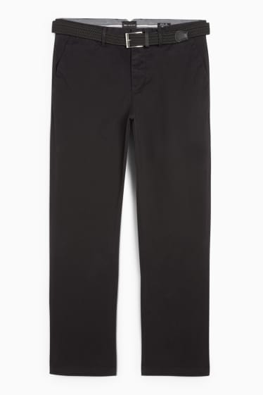 Bărbați - Chino cu curea - regular fit - negru