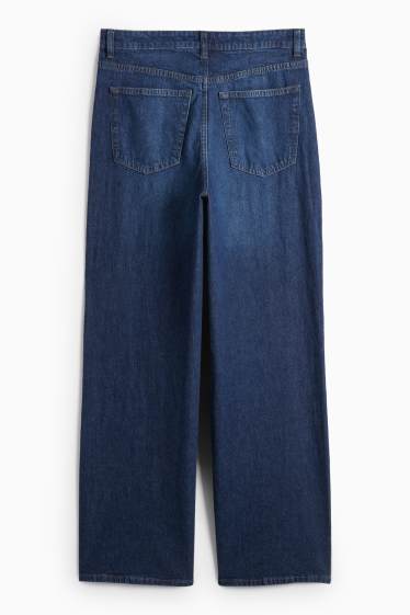 Dames - Wide leg jeans - high waist - jeansblauw
