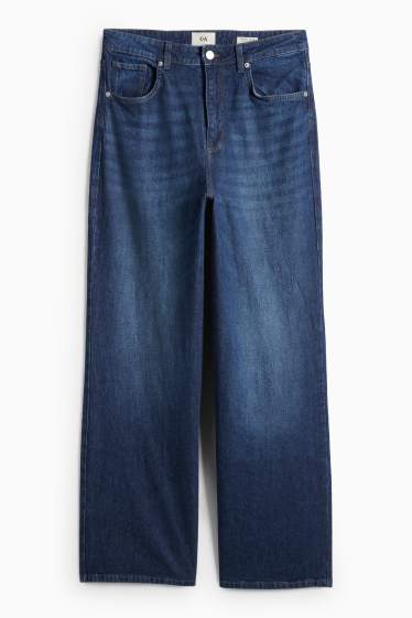Dames - Wide leg jeans - high waist - jeansblauw