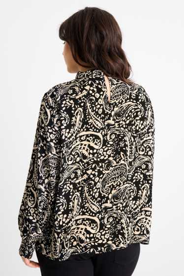 Dames - Blouse - met patroon - zwart / beige