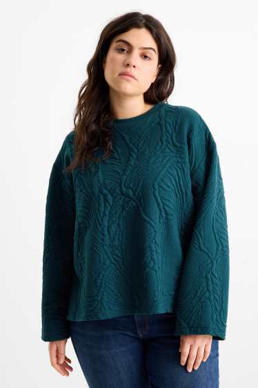 Dames - Sweatshirt - met structuur - donkergroen