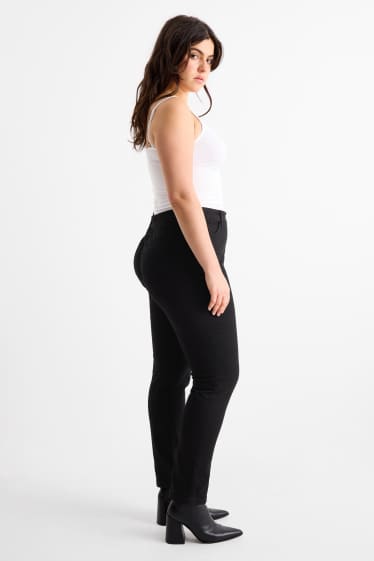 Women - Slim jeans - mid-rise waist - stretch - denim-dark gray