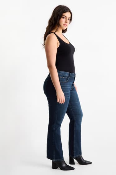 Women - Bootcut jeans - mid-rise waist - denim-dark blue