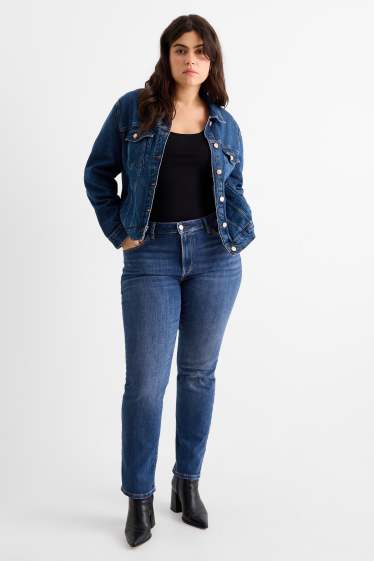 Femei - Straight jeans - talie medie - LYCRA® - denim-albastru