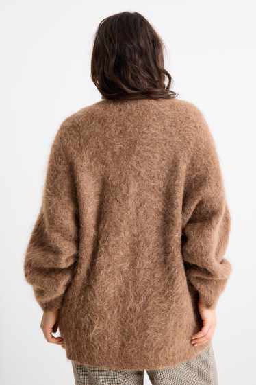 Dames - Vest - mix van alpacawol - bruin