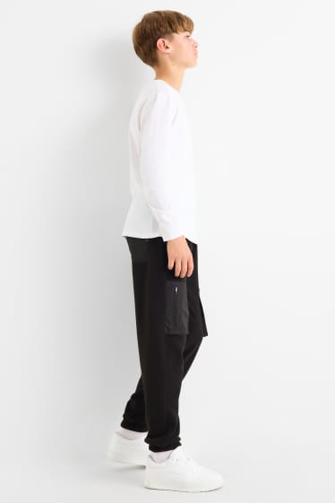 Nen - Pantalons de xandall cargo de teixit polar - negre