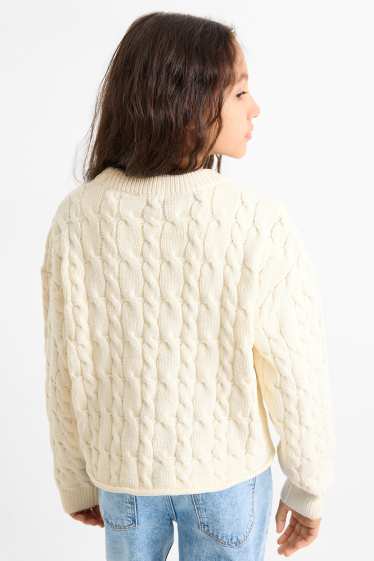 Children Girls - Jumper - cable knit pattern - cremewhite