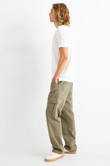 Hommes - Pantalon cargo - relaxed fit - kaki