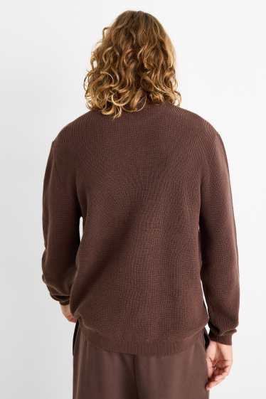 Hommes - Pull - finition texturée - marron foncé