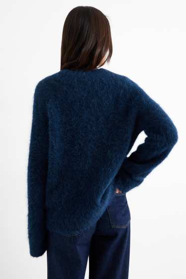 Dames - Trui - mix van alpacawol - donkerblauw