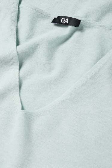 Women - V-neck jumper - light turquoise