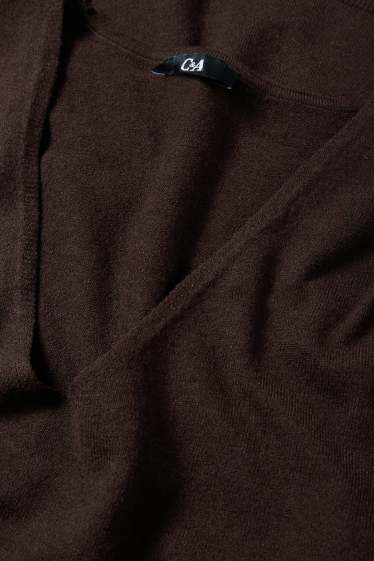 Women - V-neck jumper - dark brown