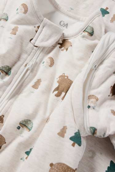 Baby Buben - Bär und Igel - Baby-Schlafsack - 18-36 Monate - hellbeige