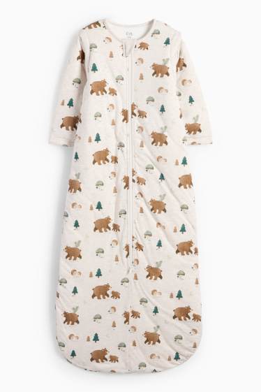 Baby Buben - Bär und Igel - Baby-Schlafsack - 18-36 Monate - hellbeige
