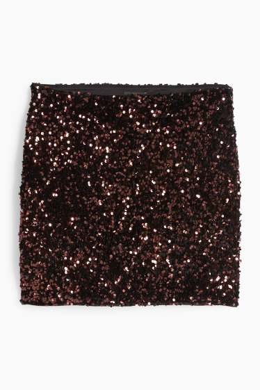 Dámské - Pajetková minisukně - tmavohnědá