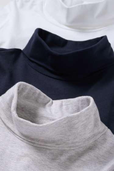 Kinder Jungen - Multipack 3er - Rollkragenshirt - dunkelblau / grau
