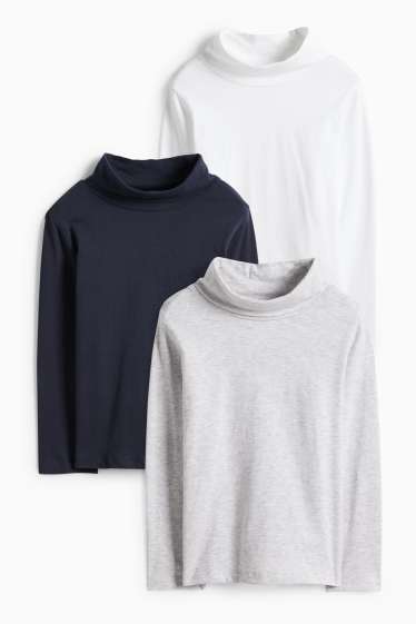Kinder Jungen - Multipack 3er - Rollkragenshirt - dunkelblau / grau