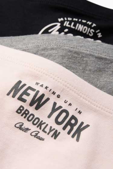Enfants filles - Lot de 3 - New York et Chicago - slip - noir / rose