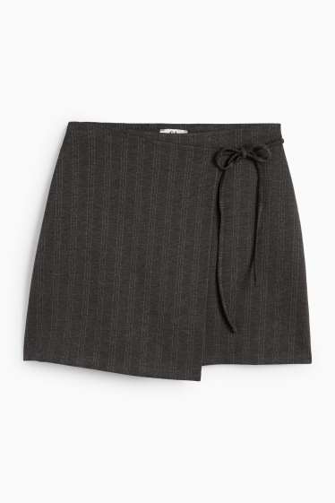 Dámské - Sukně skort - s úzkými proužky - tmavošedá
