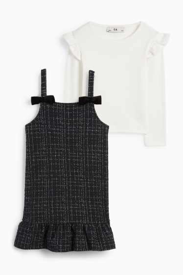 Kinderen: meisjes - Set - jurk en longsleeve - 2-delig - zwart / wit