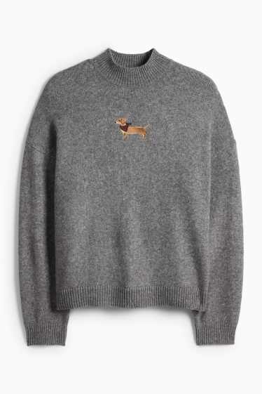 Dámské - Svetr - šedá-žíhaná