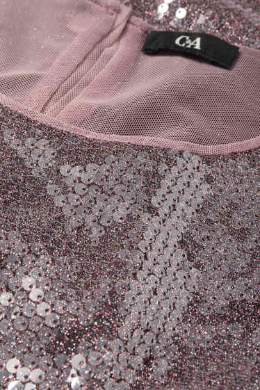 Women - Bodycon sequin dress - dark rose