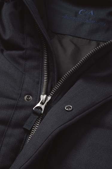 Men - Quilted parka with hood - water-repellent - dark blue