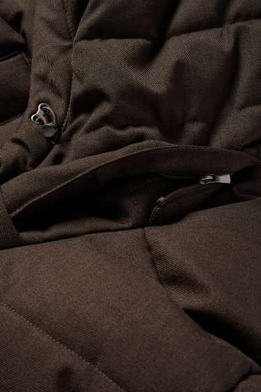 Heren - Parka met stiksels en met capuchon - waterafstotend - donkerbruin