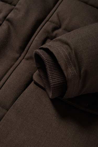 Heren - Parka met stiksels en met capuchon - waterafstotend - donkerbruin