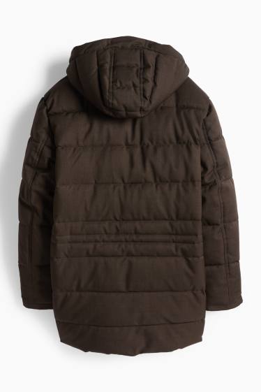 Heren - Parka met stiksels en met capuchon - waterafstotend - donkerbruin