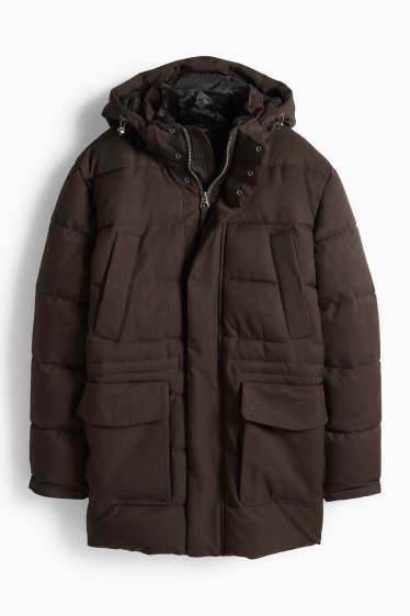 Heren - Parka met stiksels en met capuchon - waterafstotend - donkerbruin