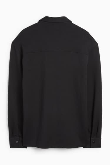 Pánské - Košilová bunda - relaxed fit - kent - černá