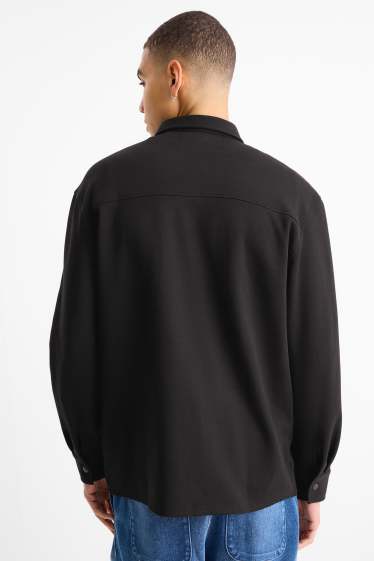 Pánské - Košilová bunda - relaxed fit - kent - černá