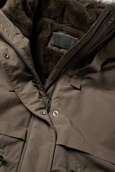 Femmes - Parka à capuche - doublée - finition déperlante - kaki