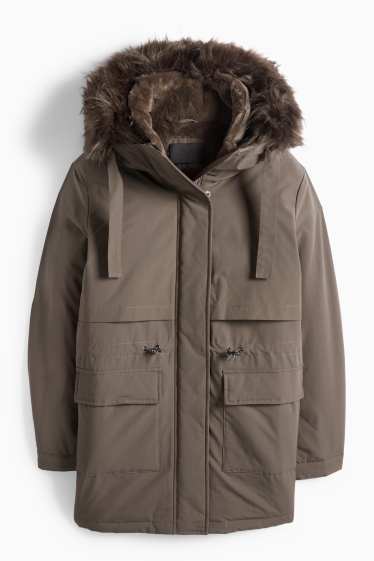 Femmes - Parka à capuche - doublée - finition déperlante - kaki