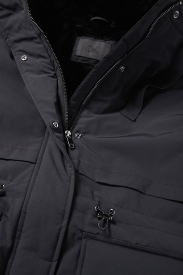 Dames - Parka met capuchon - gevoerd - waterafstotend - zwart