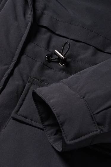 Dames - Parka met capuchon - gevoerd - waterafstotend - zwart