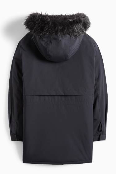Dames - Parka met capuchon - gevoerd - waterafstotend - zwart