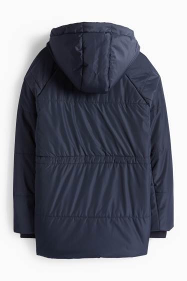 Dámské - Prošívaná bunda s kapucí - tmavomodrá