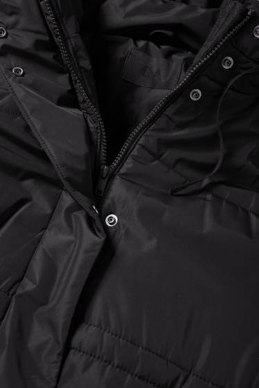 Damen - Steppjacke mit Kapuze - schwarz