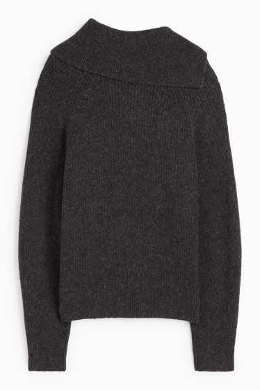 Dámské - Svetr - žebrovaný - tmavošedá