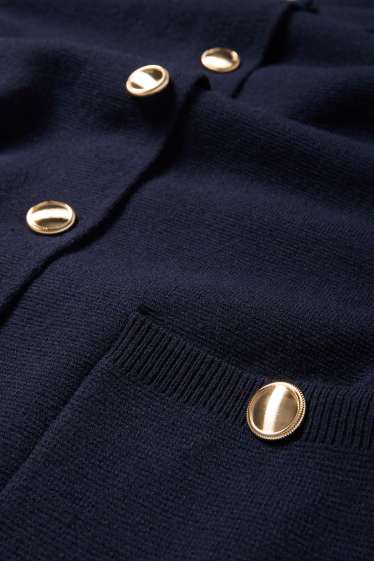 Dámské - Pletený kardigan - tmavomodrá