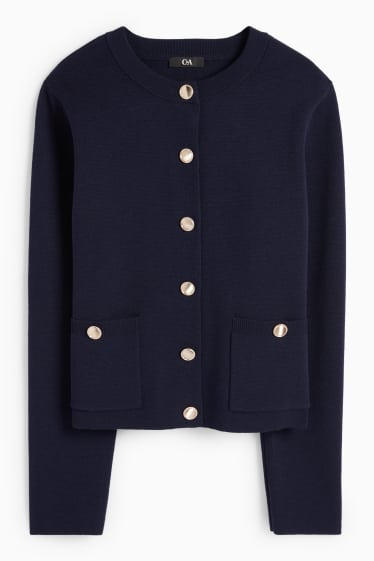 Dámské - Pletený kardigan - tmavomodrá