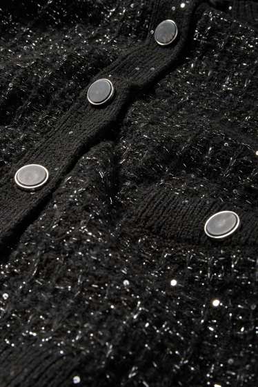 Dámské - Buklé pletený kardigan - černá