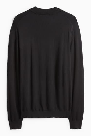 Bărbați - Pulover din tricot fin - negru