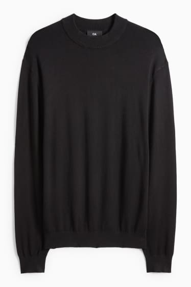 Bărbați - Pulover din tricot fin - negru