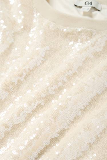 Women - Sequin blouse - mesh - cremewhite