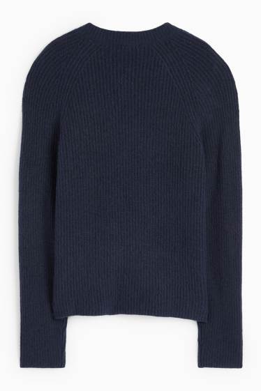 Dámské - Svetr - žebrovaný - tmavomodrá