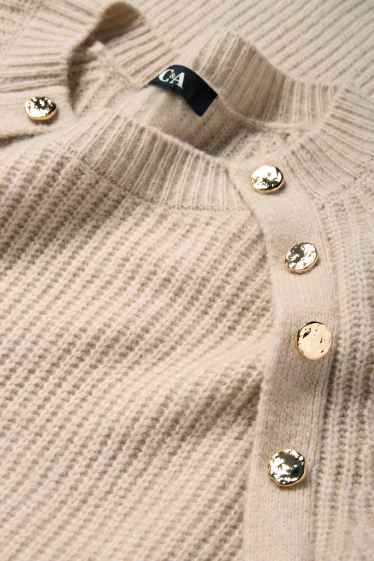 Donna - Maglione - a coste - beige chiaro